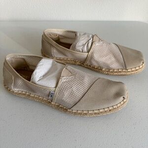TOMS Alpargata Espadrille Mesh and Suede Slip-On Cream Shoe Size 9